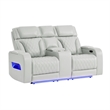 Global Furniure U8611 Power Recliner Loveseat w PHR-LED & SPKR in Blanche