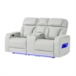 Global Furniure U8611 Power Recliner Loveseat w PHR-LED & SPKR in Blanche
