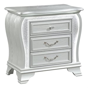 Global Furniture Aria Nightstand with LED in Silver