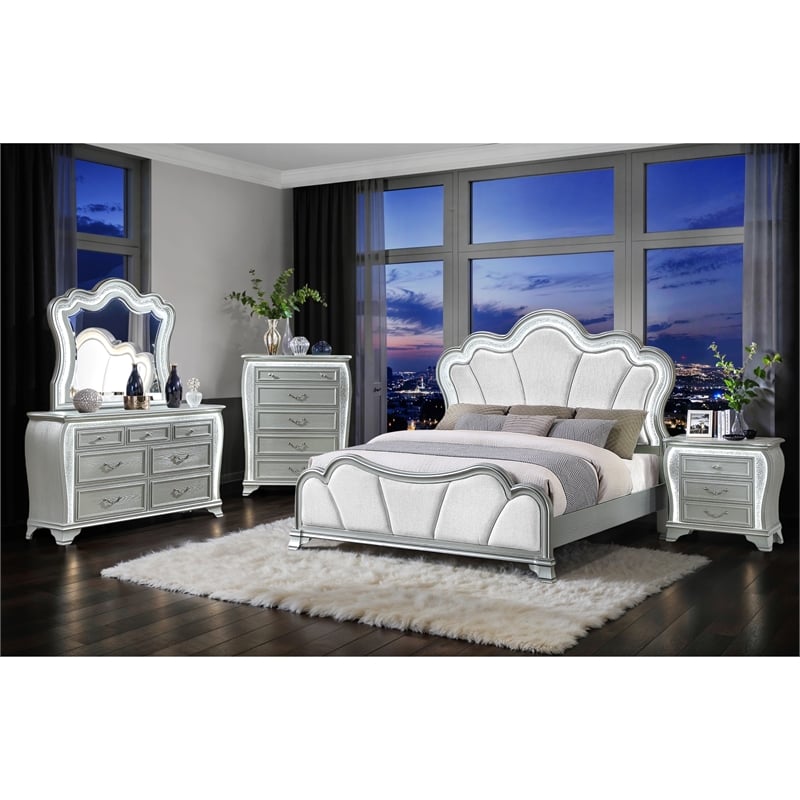 Global Furniture Aria Chest with LED in Silver