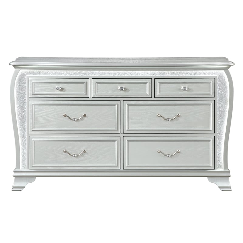 Global Furniture Aria Dresser with LED in Silver