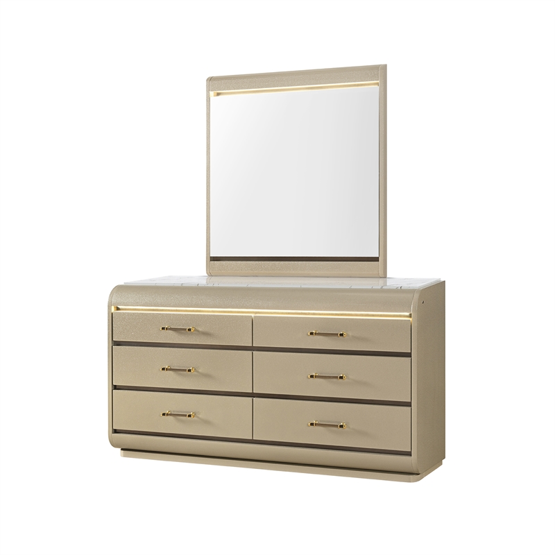 Global Furniure Genesis Mirror with LED in Gold