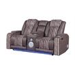 Global Furniure U8000 Power Recliner Loveseat W/PHR-LED and SPKR in Brown