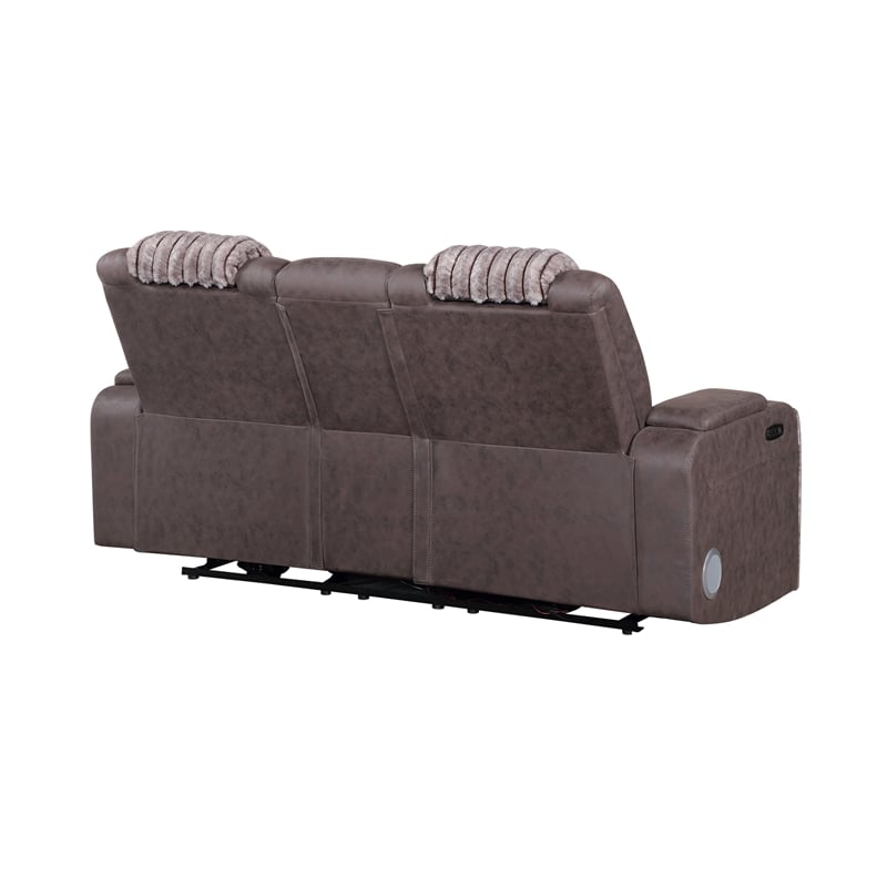 Global Furniure U8000 Power Recliner Loveseat W/PHR-LED and SPKR in Brown