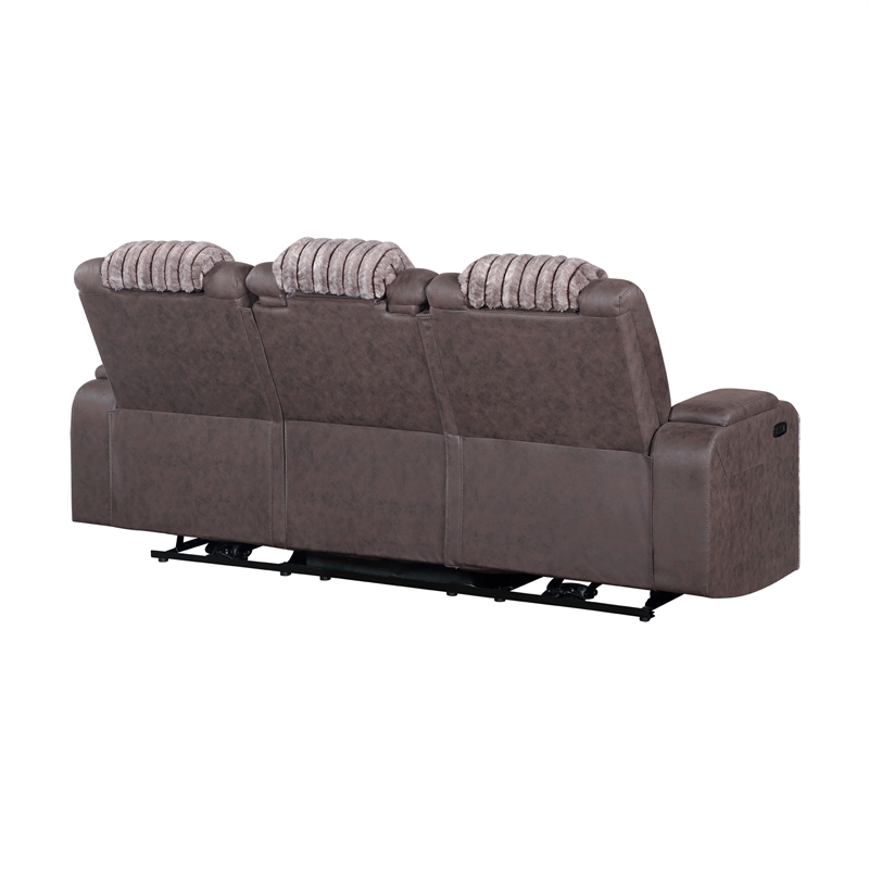 Global Furniure U8000 Power Recliner Sofa W/PHR-DDT-Light & LED in Brown