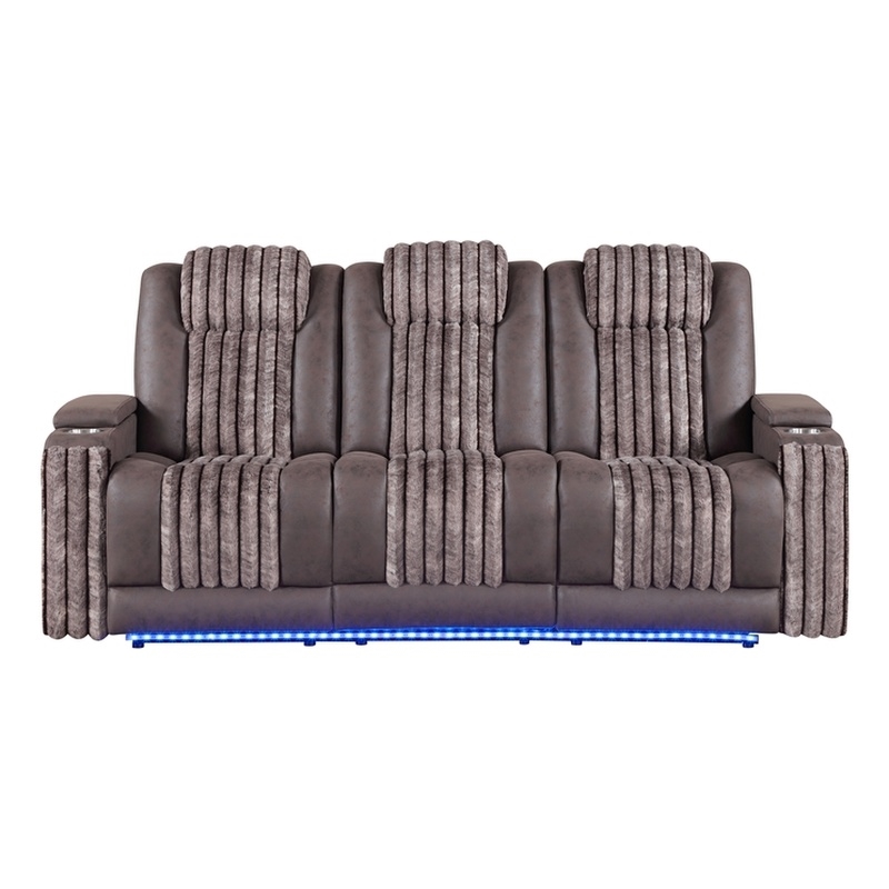 Global Furniure U8000 Power Recliner Sofa W/PHR-DDT-Light & LED in Brown