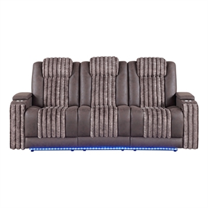Global Furniure U8000 Power Recliner Sofa W/PHR-DDT-Light & LED in Brown