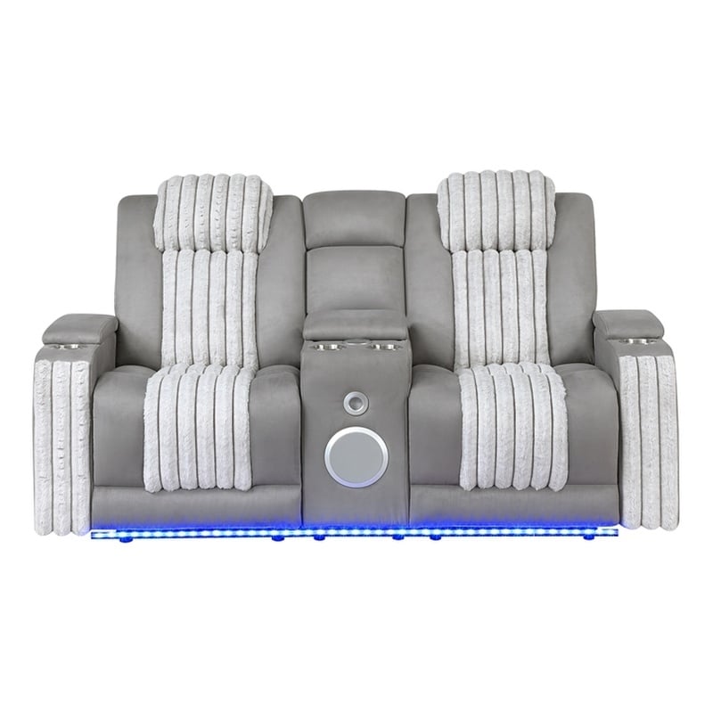 Global Furniure U8000 Power Recliner Loveseat w/ PHR-LED and SPKR in Gray