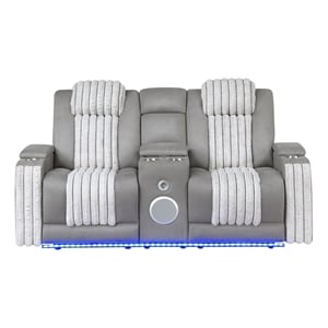 Global Furniure U8000 Power Recliner Loveseat w/ PHR-LED and SPKR in Gray