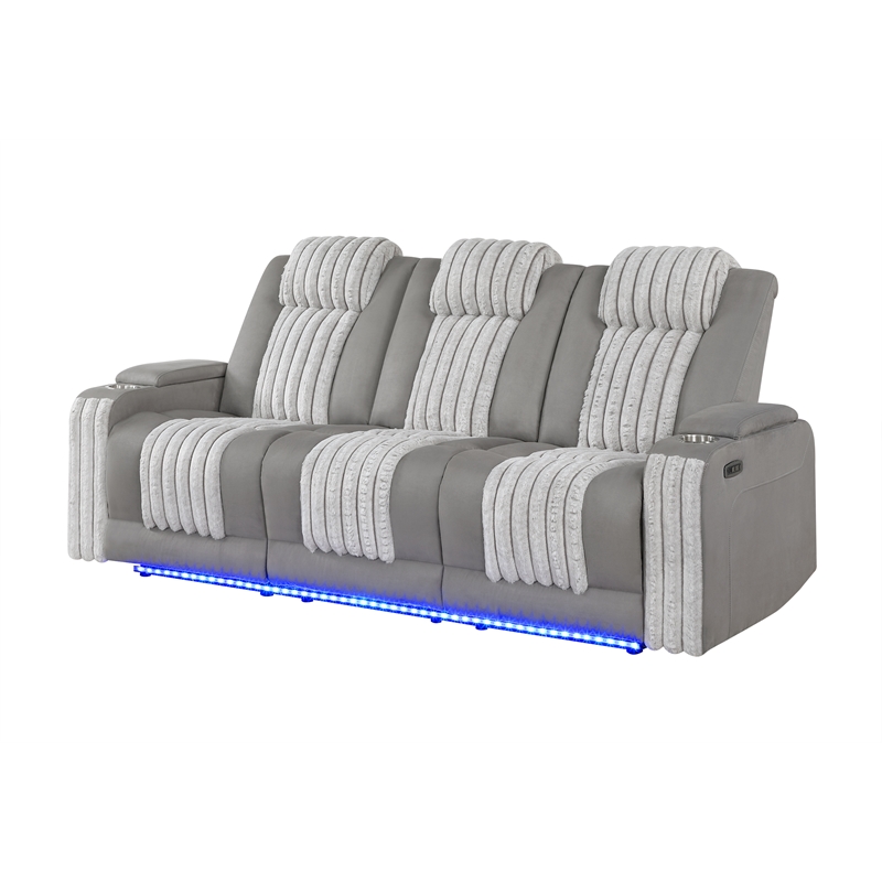 Global Furniure U8000 Power Recliner Sofa with PHR-DDT-and Light in Gray