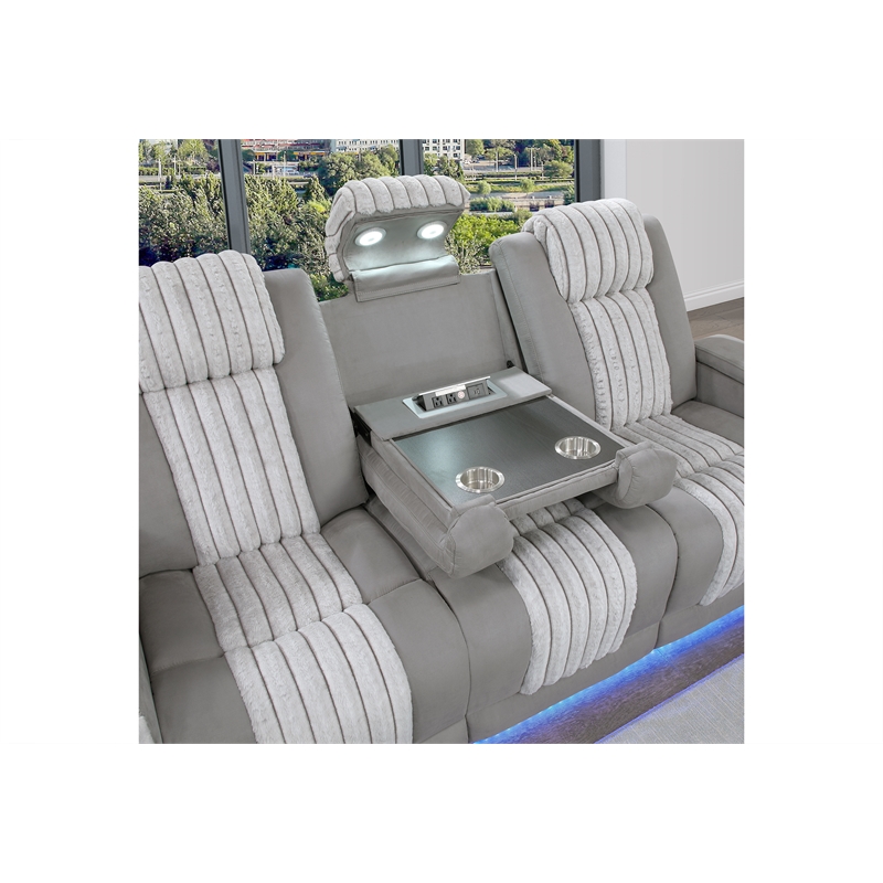 Global Furniure U8000 Power Recliner Sofa with PHR-DDT-and Light in Gray