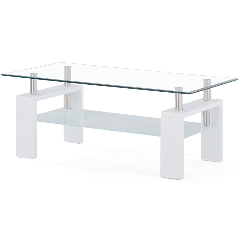 Global Furniture Frosted Glass Coffee Table In Glossy White Cymax Business 2635