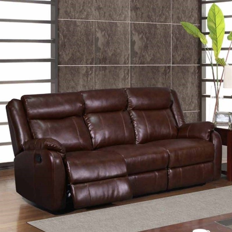 Global Furniture USA Leather Reclining Sofa In Brown - U9303C-BR-R/S W ...