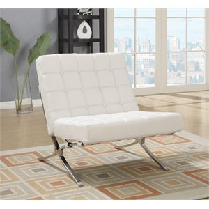 Global Furniture Natalie Leather Accent Chair in White