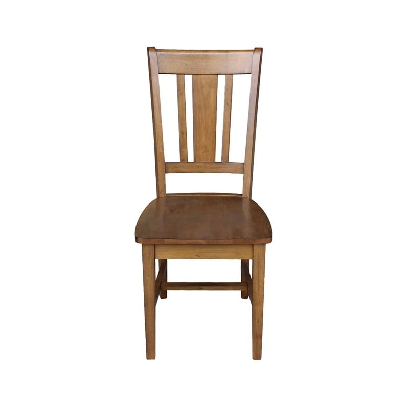 International Concepts San Remo Solid Wood Dining Chair in Pecan (Set of 2)