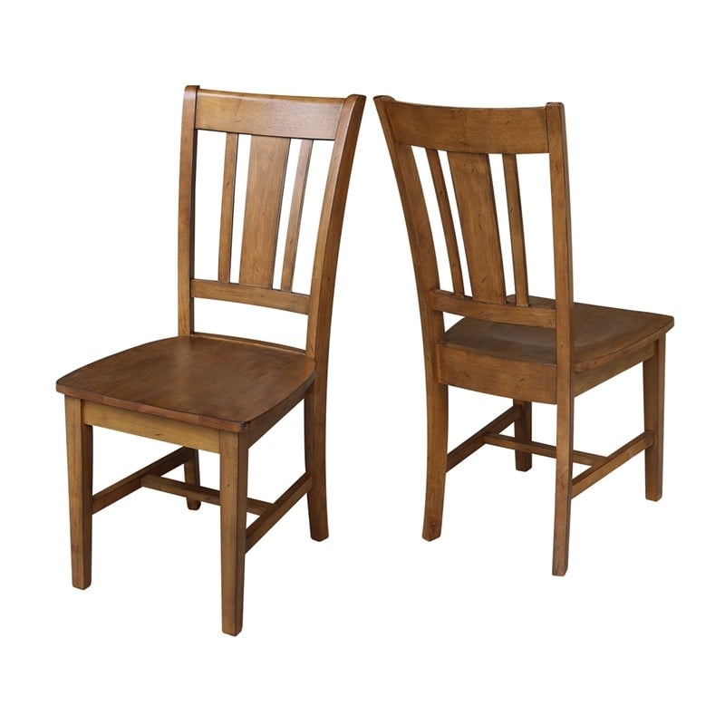 International Concepts San Remo Solid Wood Dining Chair in Pecan (Set of 2)