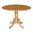 International Concepts Round Drop Leaf Pedestal Wood Dining Table in Pecan Oak