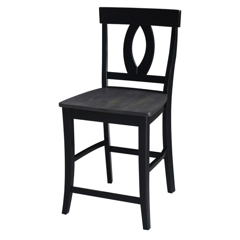 International Concepts Cosmo Solid Wood Counter Height Stool in Coal