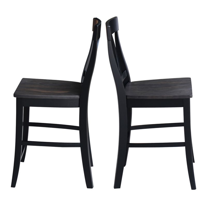 International Concepts Cosmo Solid Wood Counter Height Stool in Coal
