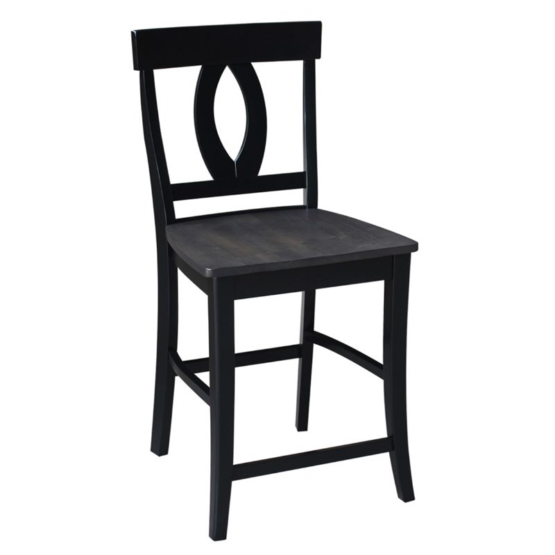 International Concepts Cosmo Solid Wood Counter Height Stool in Coal