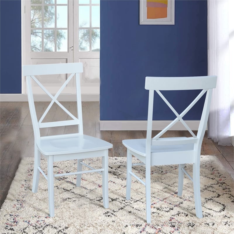 International Concepts X-Back Dining Chair in White (Set of 2)