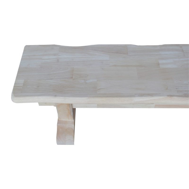 International Concepts Live Edge Unfinished Trestle Bench