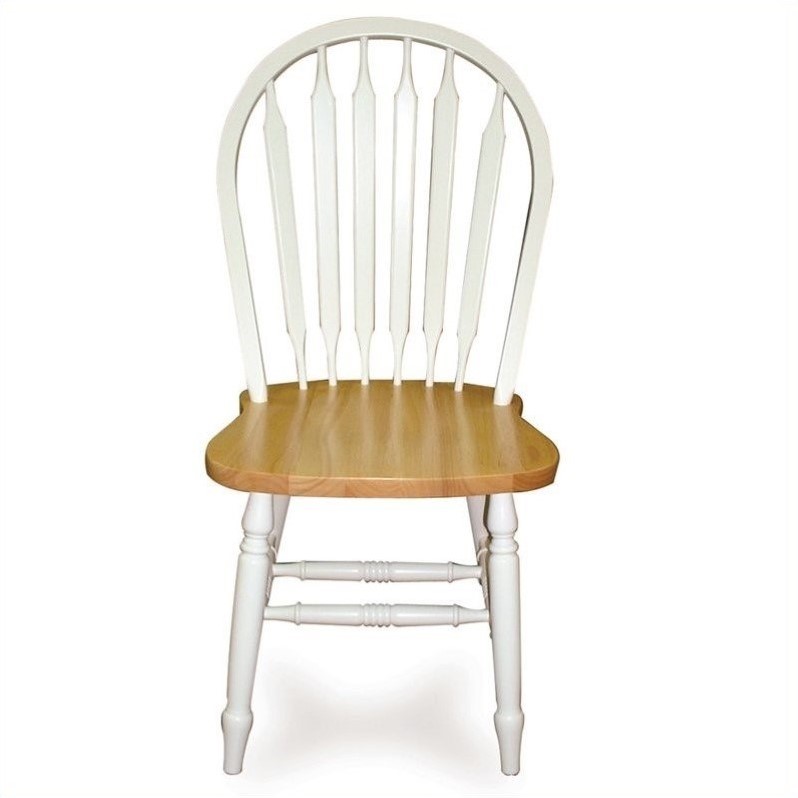 Windsor Dining Chair in White and Natural Finish - C02-213
