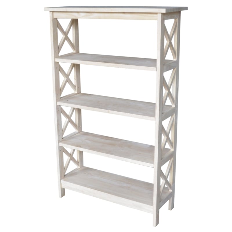 International Concepts Unfinished Wood X Sided 4 Tier Bookcase Cymax   179133 1 L 