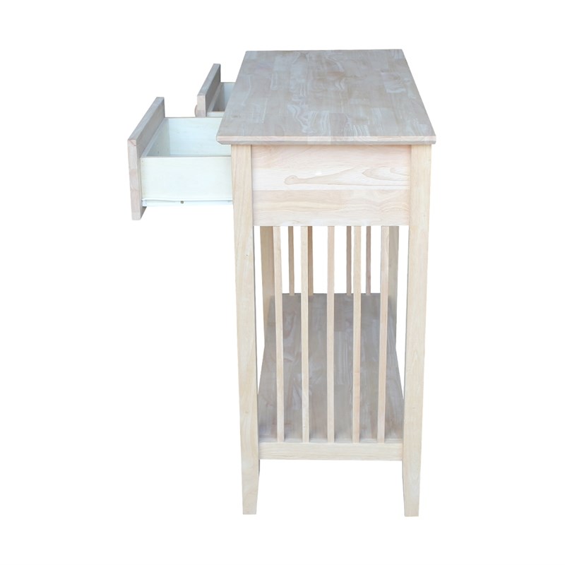 International Concepts Unfinished Wood Mission Styled Console