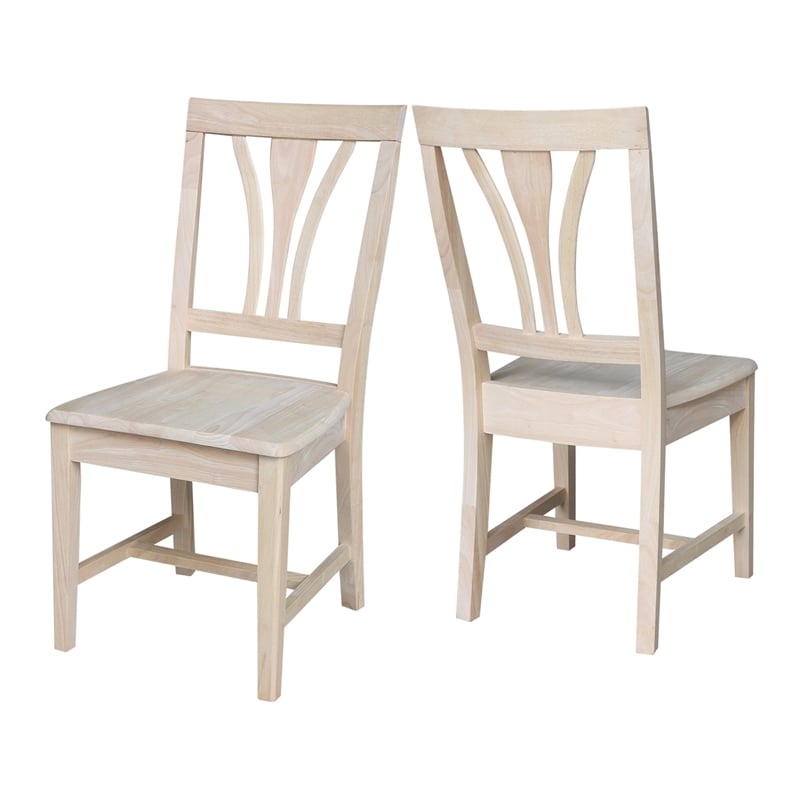 International Concepts Solid Wood Fanback Dining Chairs in Unfinshed ( Set of 2)