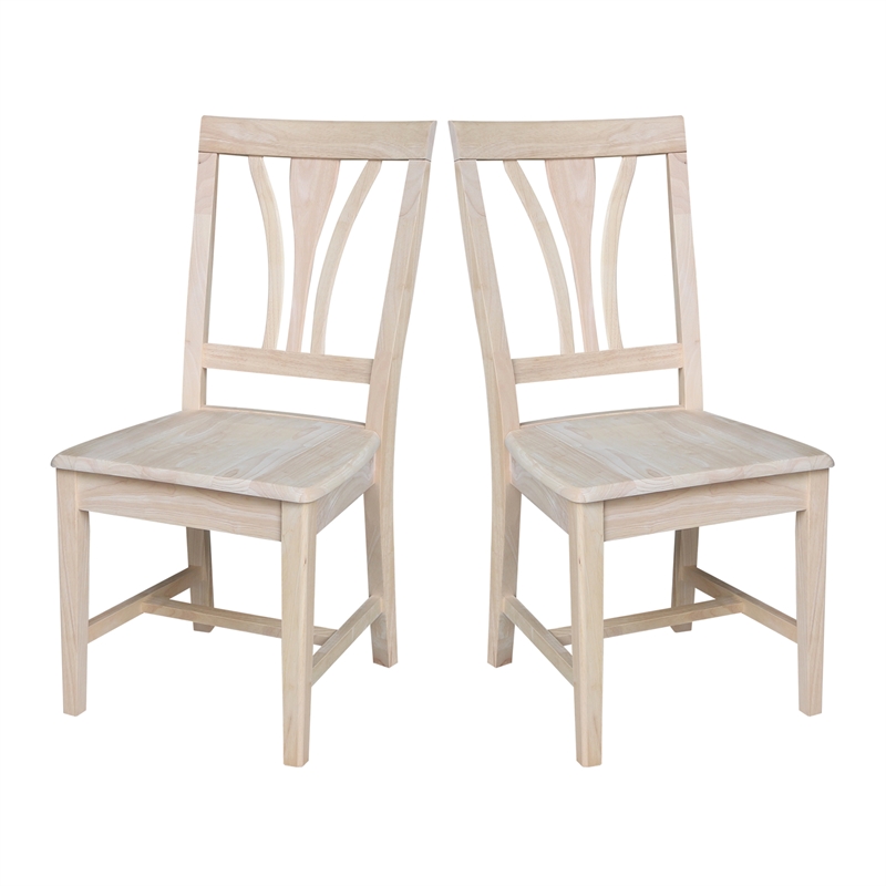 International Concepts Solid Wood Fanback Dining Chairs in Unfinshed ( Set of 2)