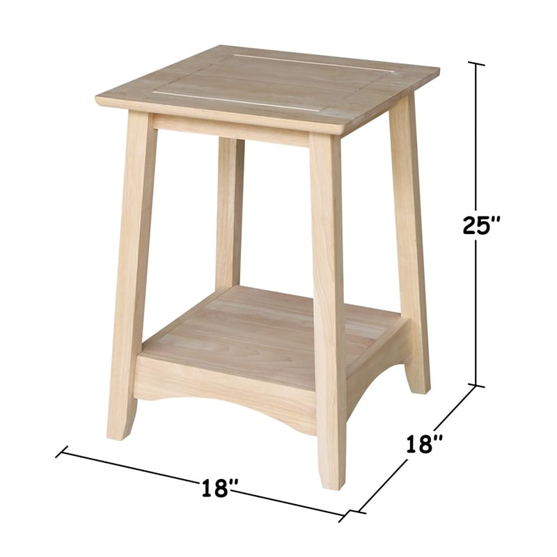 International Concepts Whitewood Bomby Tall Unfinished End Table
