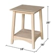 International Concepts Whitewood Bomby Tall Unfinished End Table