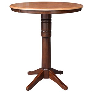 international concepts extendable bar table in cinnamon and espresso