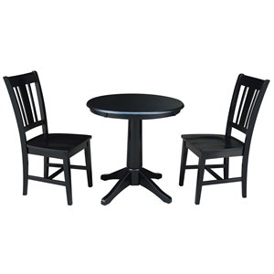 International Concepts 3 Piece 30&quot Round Dining Set in Black