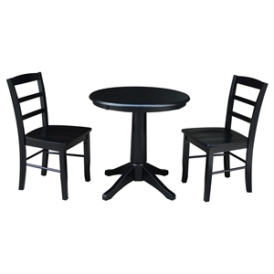 International Concepts 3 Piece 30&quot Round Dining Set in Black