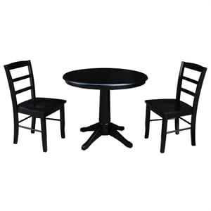 International Concepts 3 Piece 36&quot Round Dining Set in Black