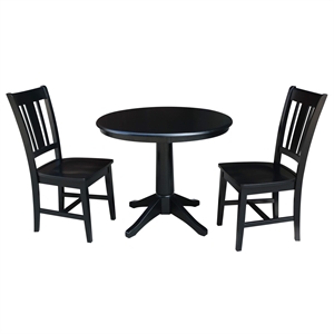 International Concepts 3 Piece 36&quot Round Dining Set in Black