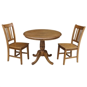 International Concepts 3 Piece 36&quot Round Dining Set in Pecan