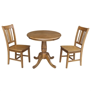 International Concepts 3 Piece 30&quot Round Dining Set in Pecan