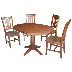 International Concepts 5 Piece Extendable Round Dining Set in Espresso