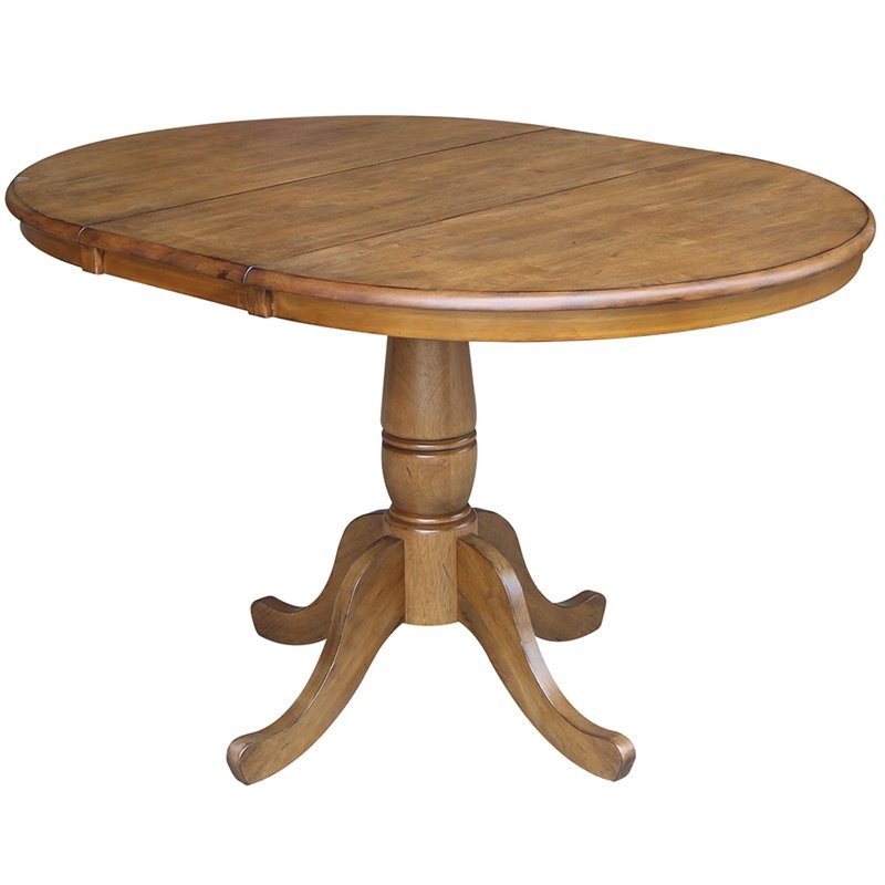 International Concepts Solid Wood Extendable Dining Table and 4 Chairs in Pecan