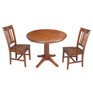 International Concepts 3 Piece Extendable Round Dining Set in Espresso