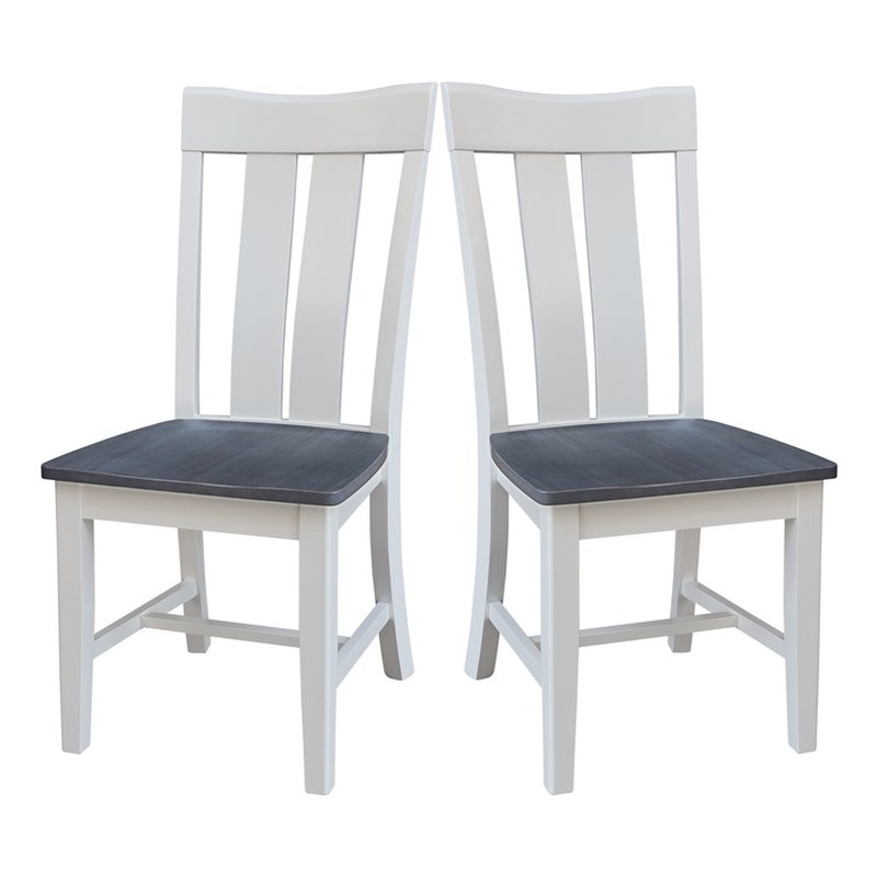 International Concepts Ava Solid Wood Dining Side Chair in White (Set of 2)