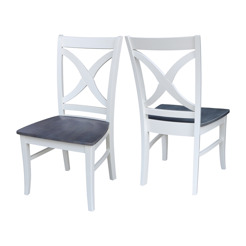 International Concepts Vineyard Solid Wood Dining Side Chair in White (Set of 2)