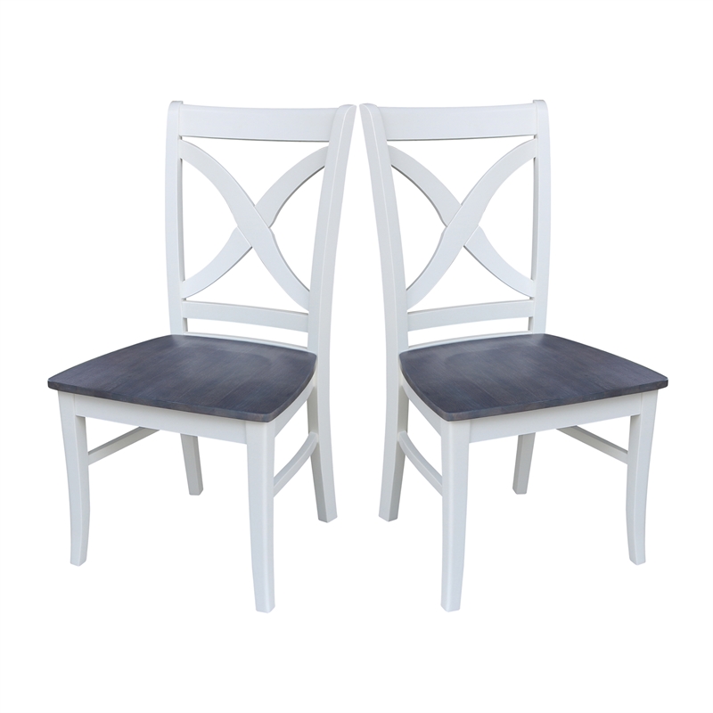 International Concepts Vineyard Solid Wood Dining Side Chair in White (Set of 2)