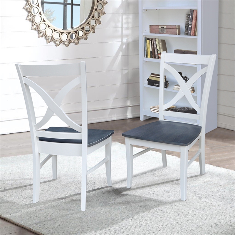 International Concepts Vineyard Solid Wood Dining Side Chair in White (Set of 2)