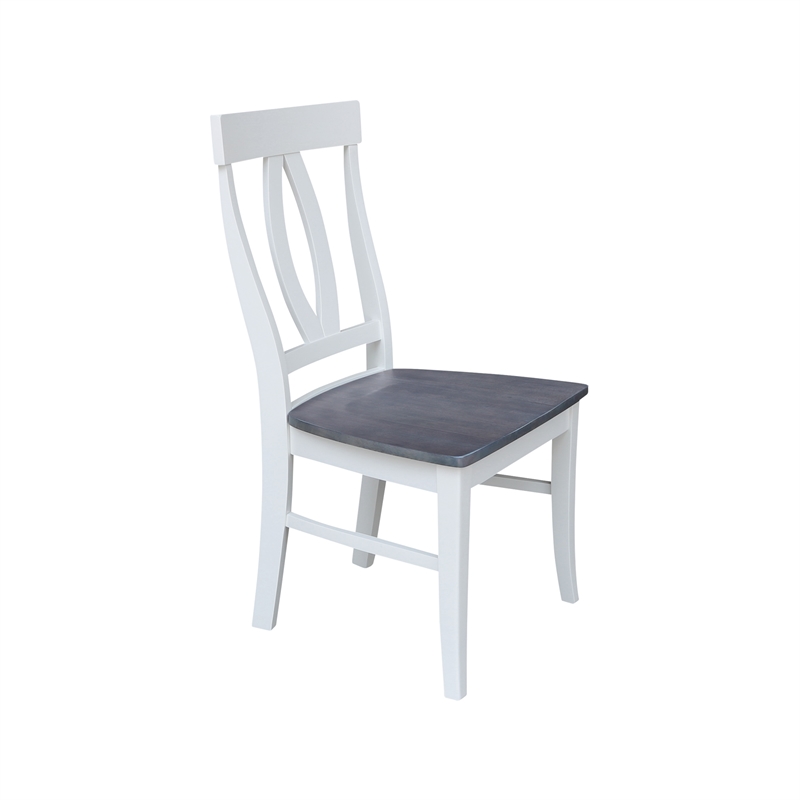 International Concepts Cosmo Verona Wood Dining Chairs in White/Heather Gray