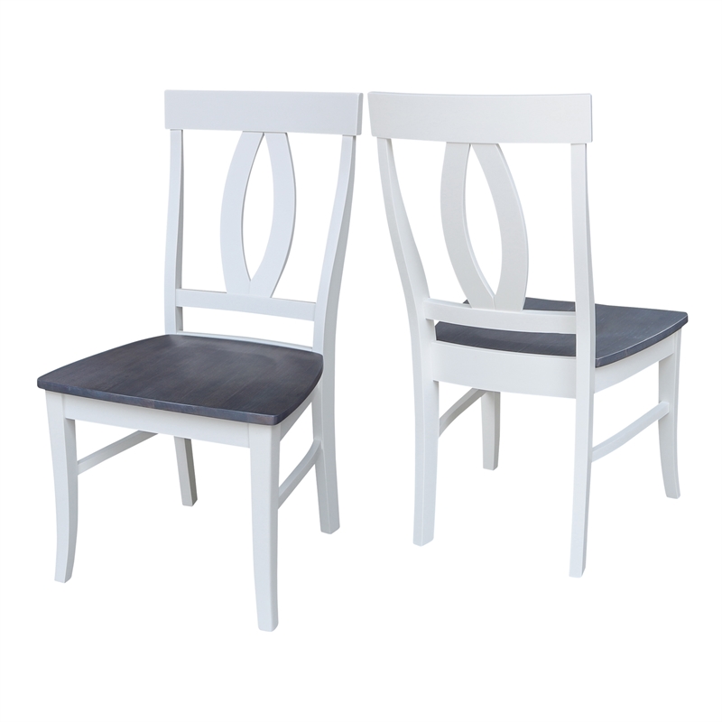 International Concepts Cosmo Verona Wood Dining Chairs in White/Heather Gray