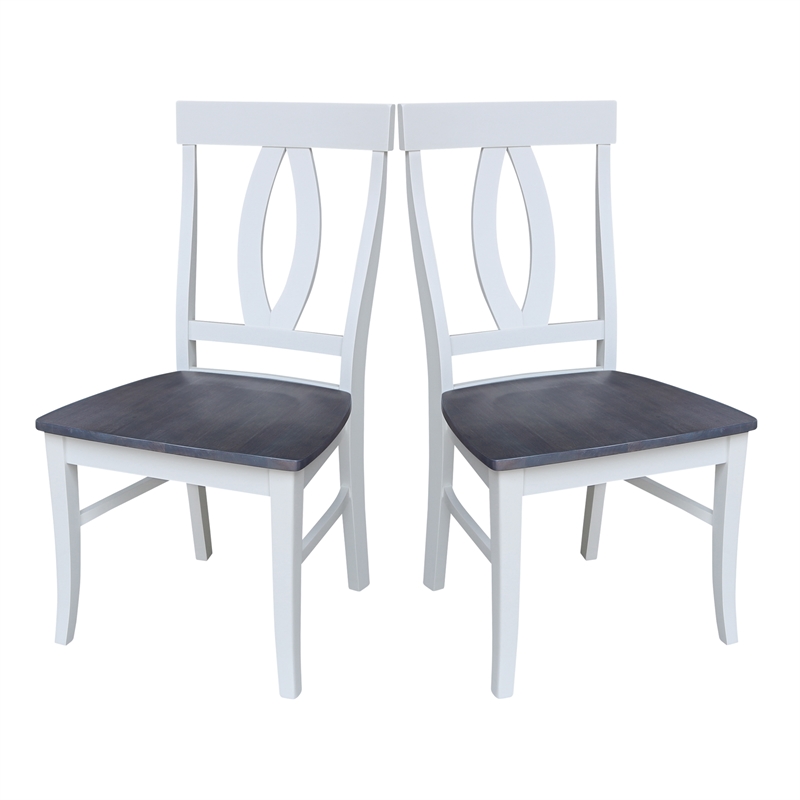 International Concepts Cosmo Verona Wood Dining Chairs in White/Heather Gray